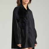 CHEMISE BOUTONS NOIRE AVEC FLEURS